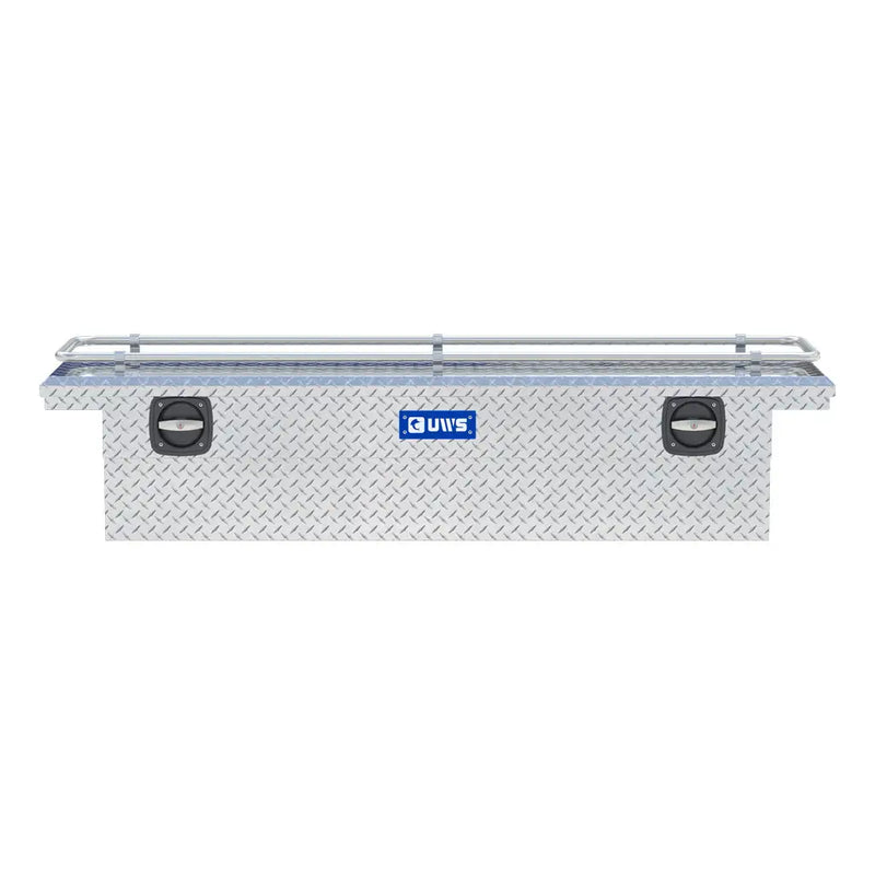 UWS SL-69-LP-R 69" bright aluminum crossover truck tool box, front elevation
