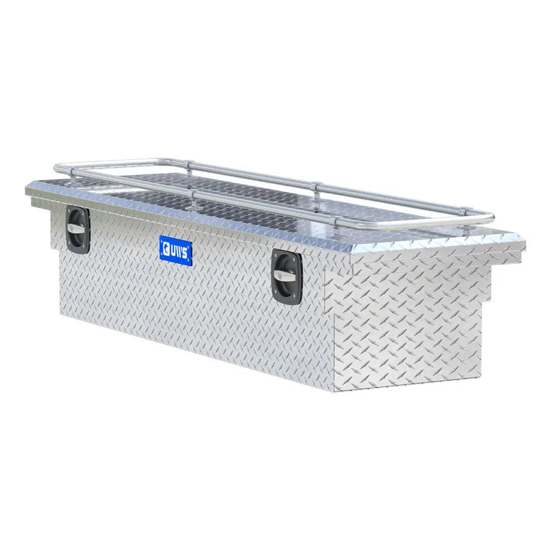 UWS SL-69-LP-R 69" bright aluminum crossover truck tool box, top-down view