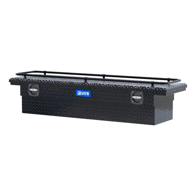 UWS SL-72-LP-BLK-R 72" gloss black crossover truck tool box, rear elevation
