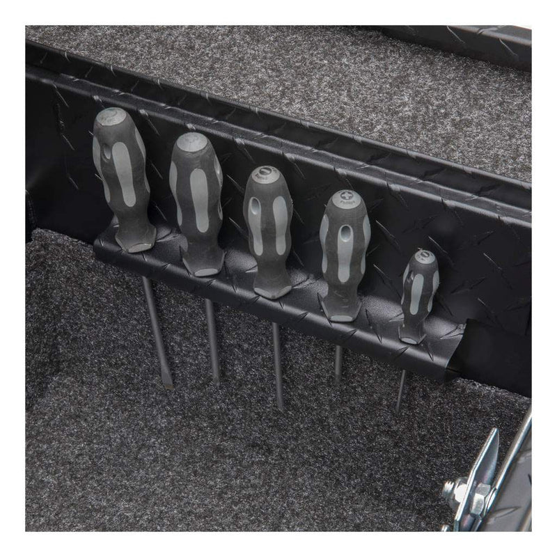 UWS SL-72-LP-MB-R 72" matte black crossover truck tool box, built-in screwdriver holders