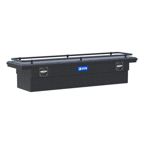 UWS SL-72-LP-MB-R 72" matte black crossover truck tool box, front three-quarter studio render