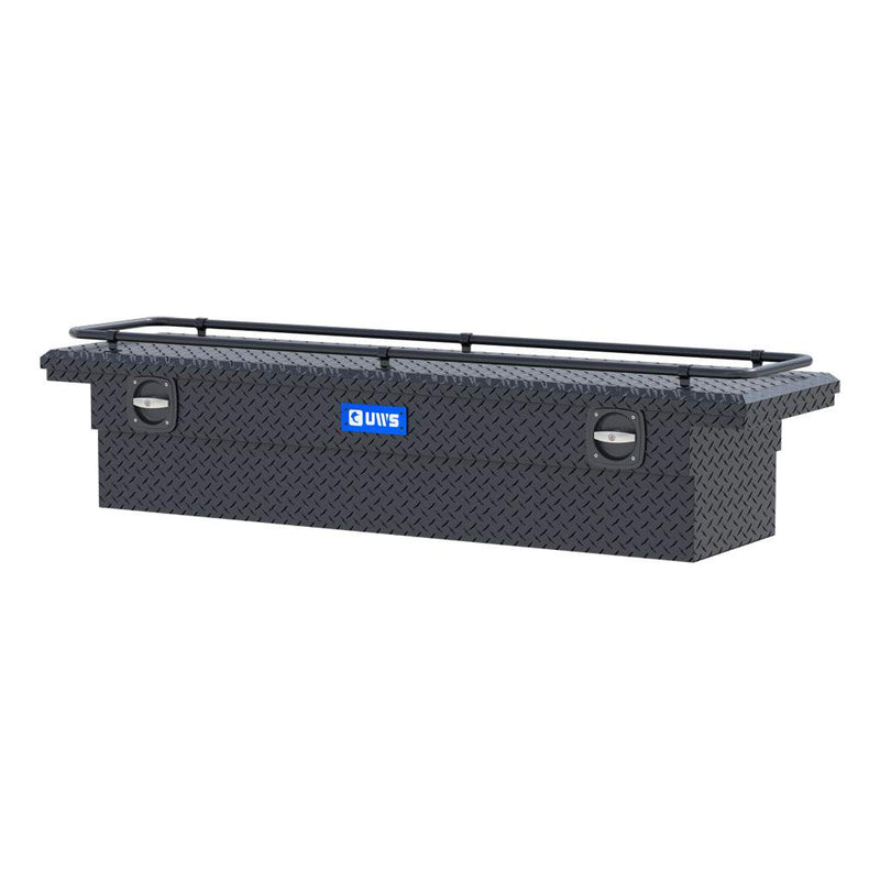 UWS SL-72-LP-MB-R 72" matte black crossover truck tool box, rear elevation