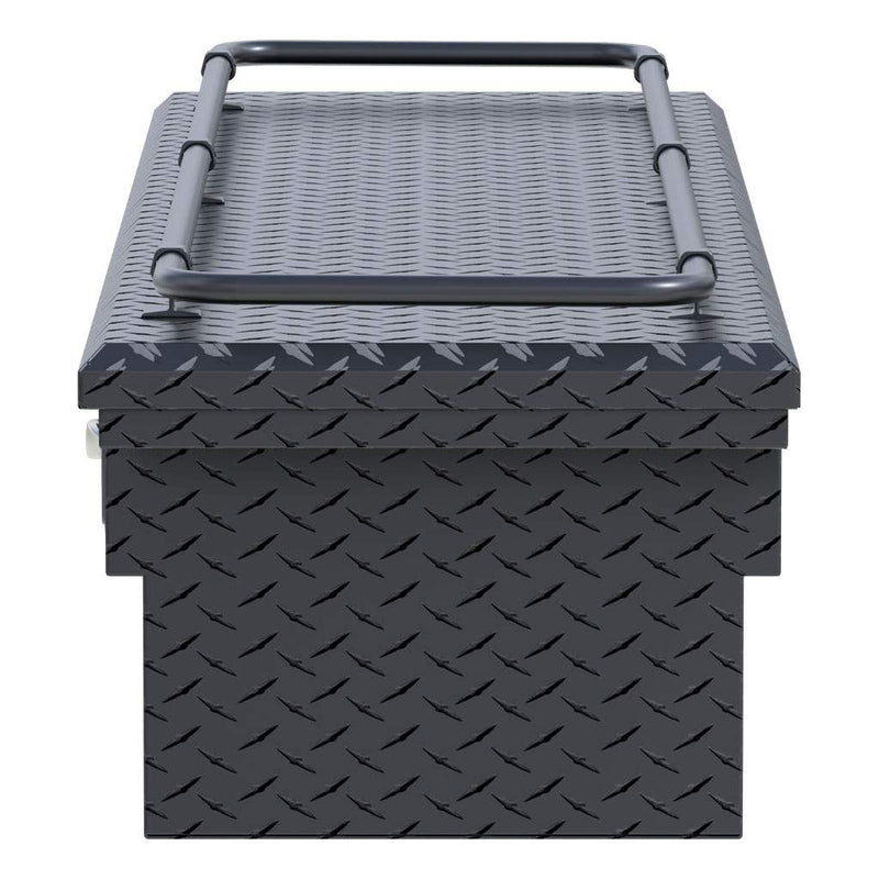 UWS SL-72-LP-MB-R 72" matte black crossover truck tool box, end elevation