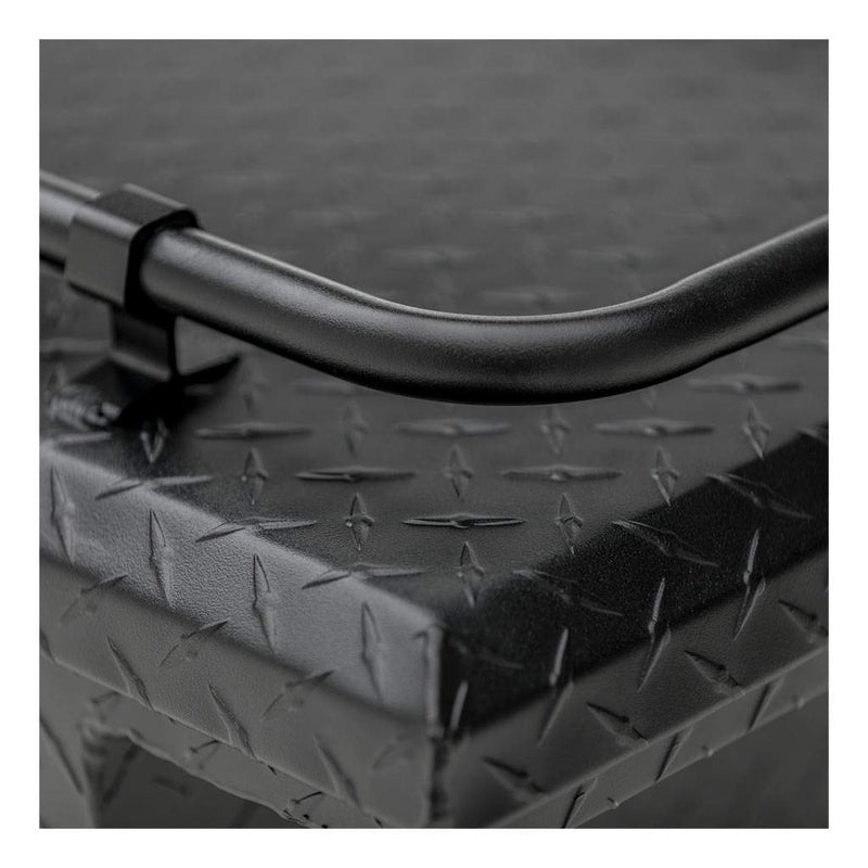 UWS SL-72-LP-MB-R 72" matte black crossover truck tool box, angled studio view