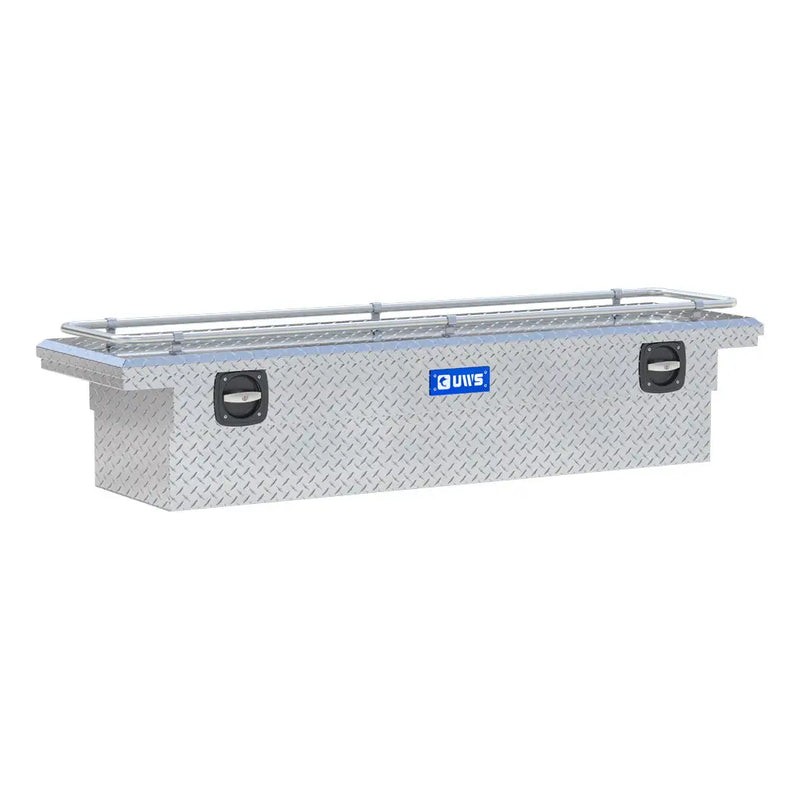 UWS SL-72-LP-R 72" bright aluminum crossover truck tool box, front three-quarter studio render