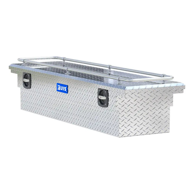 UWS SL-72-LP-R 72" bright aluminum crossover truck tool box, top-down view