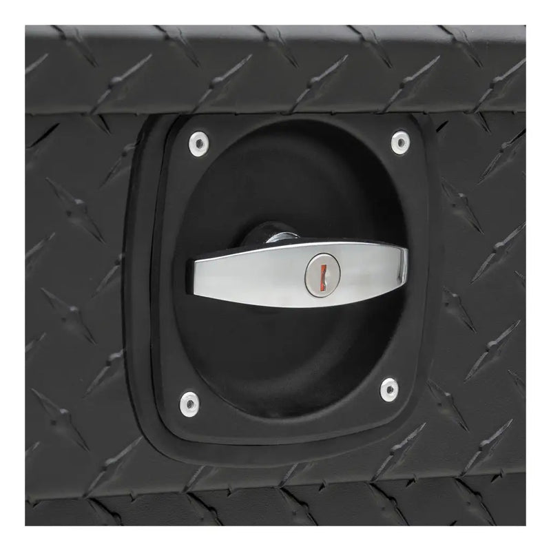 UWS SLD-69-A-LP-MB 69" matte black crossover truck tool box, Secure Lock twist handle close-up