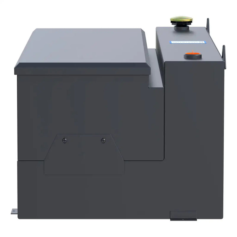 UWS ST-100-COMBO-MB 100-gallon combo transfer tank in matte black, end-on side view