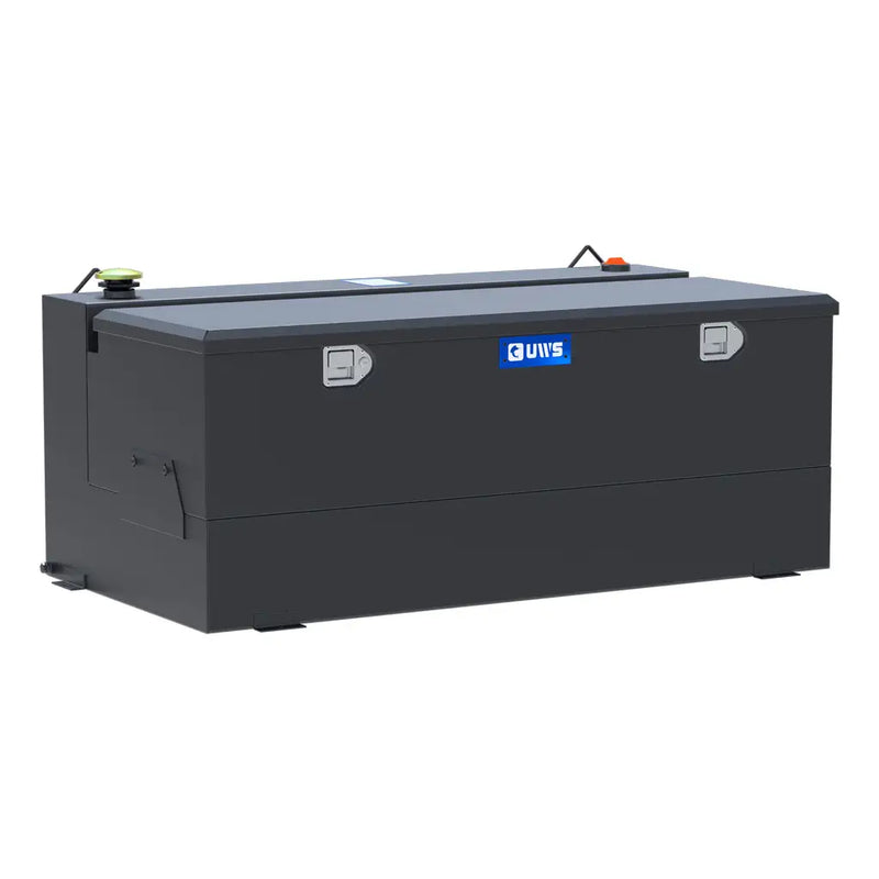 UWS ST-100-COMBO-MB 100-gallon combo transfer tank in matte black, three-quarter studio view