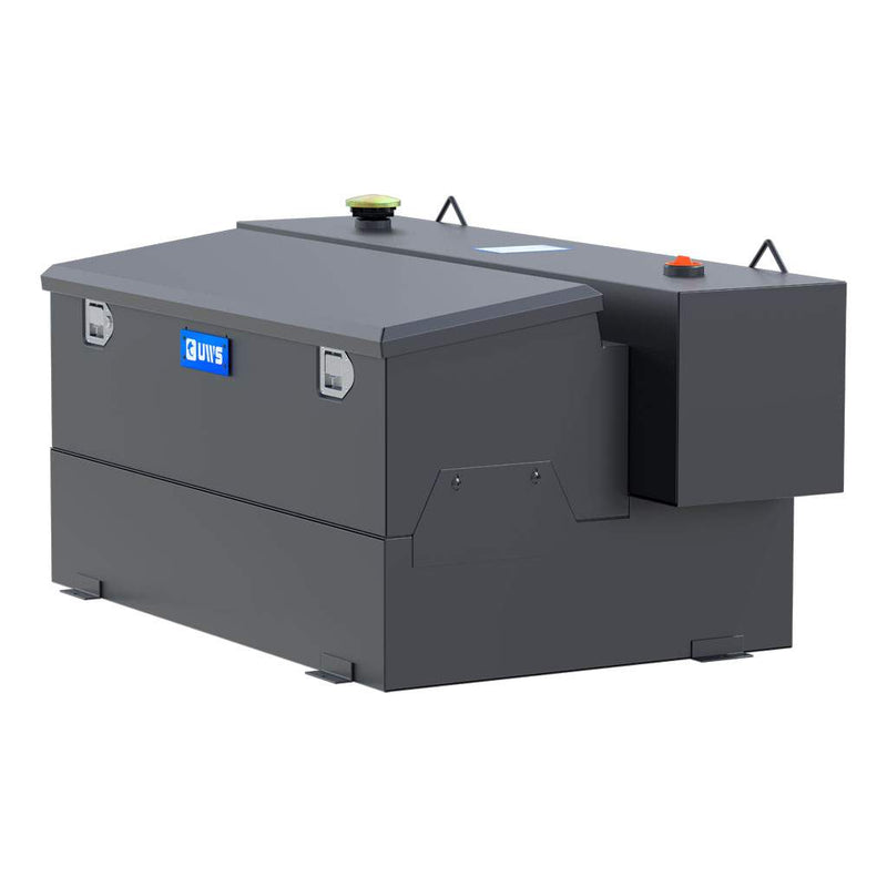 UWS ST-100HH-CB-MB 100-gallon combo hammerhead transfer tank in matte black, rear three-quarter view