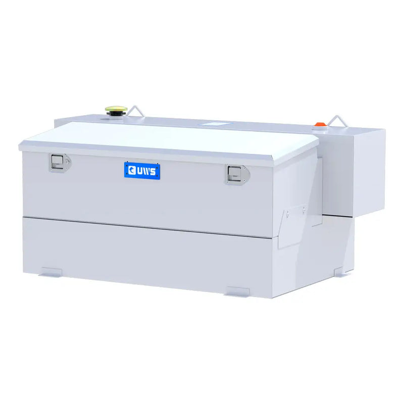 UWS ST-100HH-CB-W 100-gallon combo hammerhead transfer tank in white, front three-quarter studio view