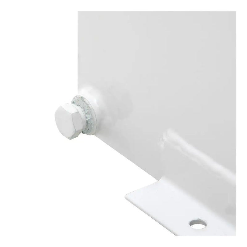 UWS ST-100HH-CB-W 100-gallon combo hammerhead transfer tank in white, close-up of a mounting bolt at the base