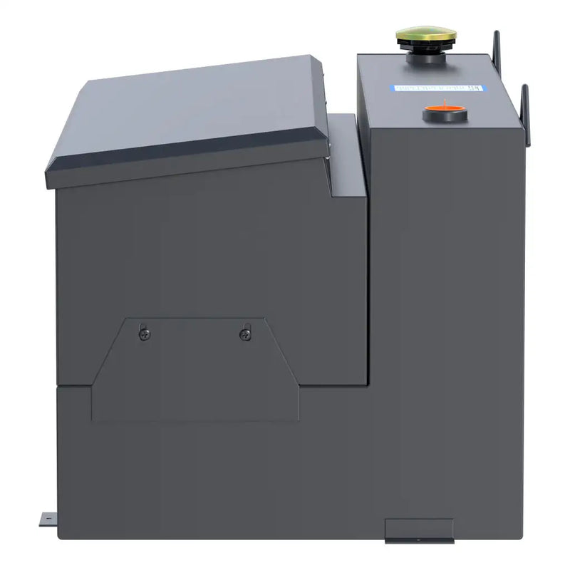 UWS ST-75-COMBO-MB 75-gallon combo transfer tank in matte black, end-on side view