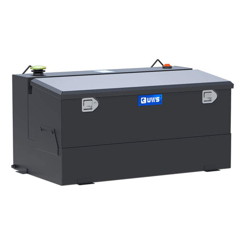 UWS ST-75-COMBO-MB 75-gallon combo transfer tank in matte black, three-quarter studio view