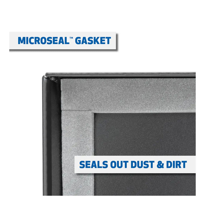 UWS ST-75-COMBO-MB 75-gallon combo transfer tank in matte black, diagram captioned MICROSEAL GASKET SEALS OUT DUST & DIRT