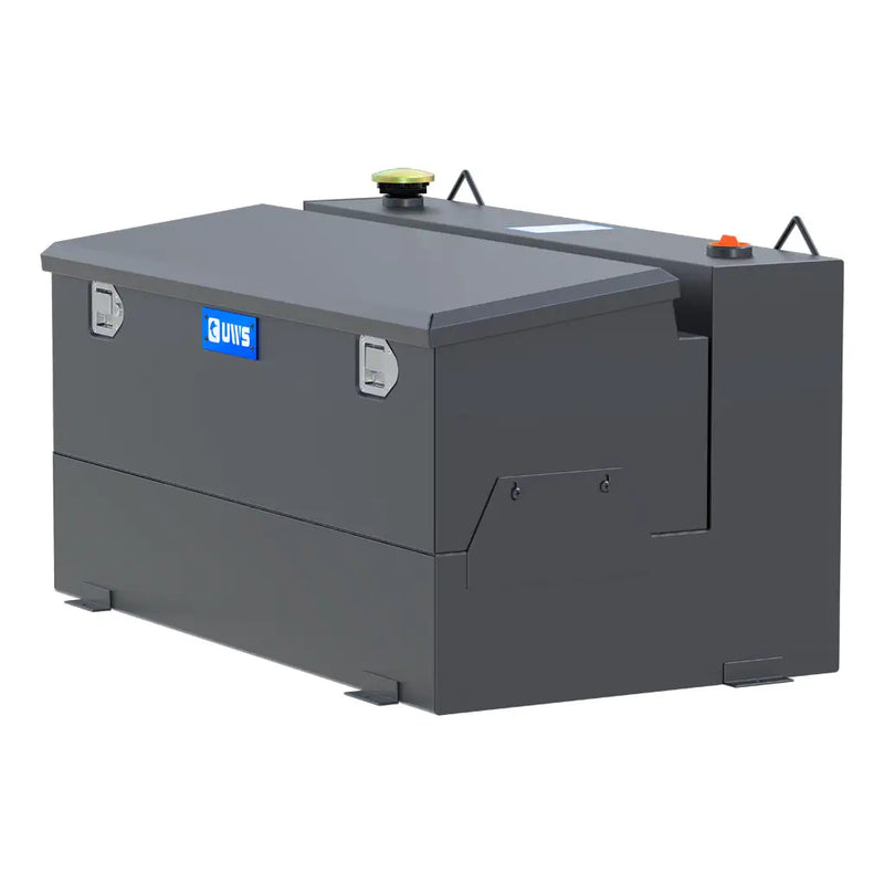 UWS ST-75-COMBO-MB 75-gallon combo transfer tank in matte black, rear three-quarter view