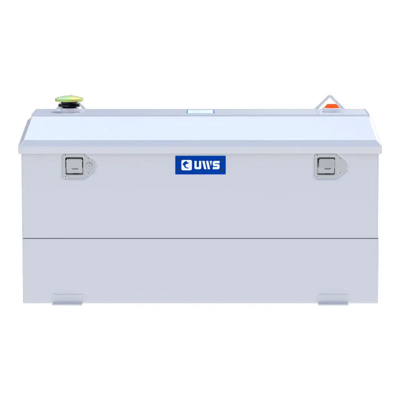 UWS ST-75-COMBO-W 75-gallon combo transfer tank in white, straight-on front view