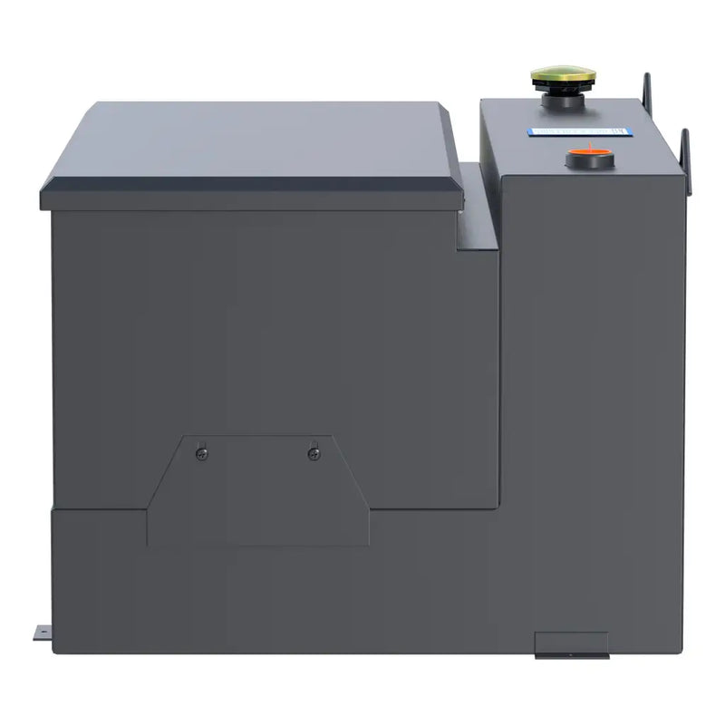 UWS ST-85-COMBO-MB 85-gallon combo transfer tank in matte black, end-on side view