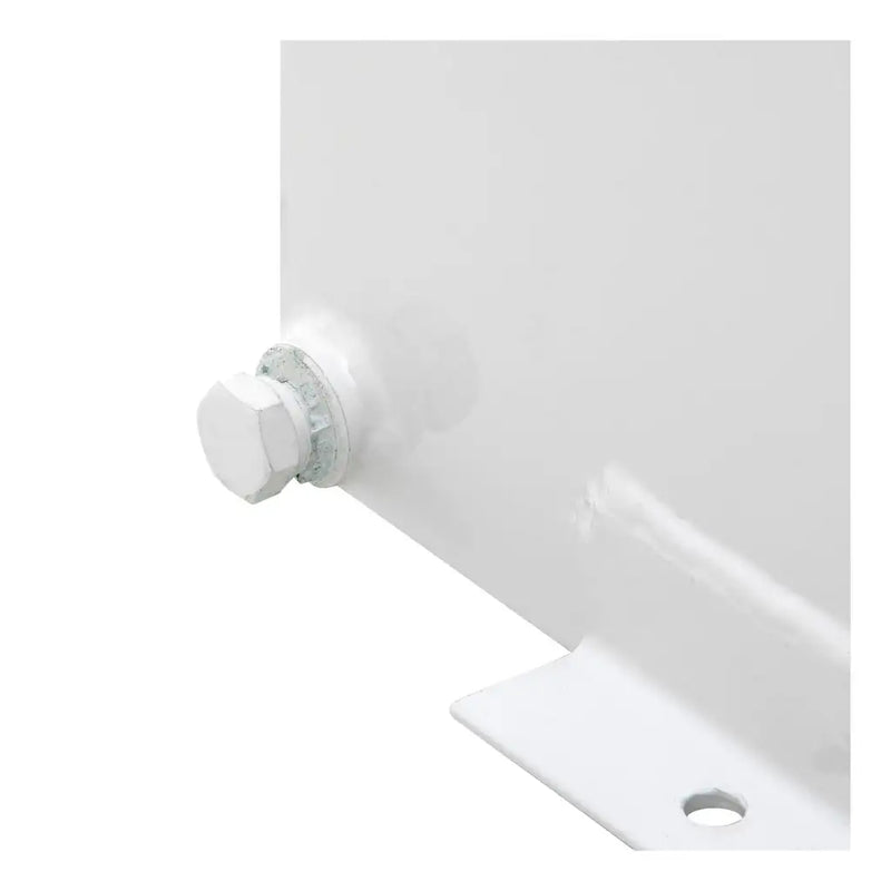 UWS ST-85-COMBO-W 85-gallon combo transfer tank in white, close-up of a mounting bolt at the base