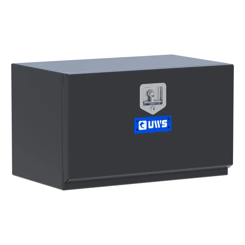 UWS 30" Steel Underbody Tool Box, Matte Black Single-Door, hero, front three-quarter studio view on white