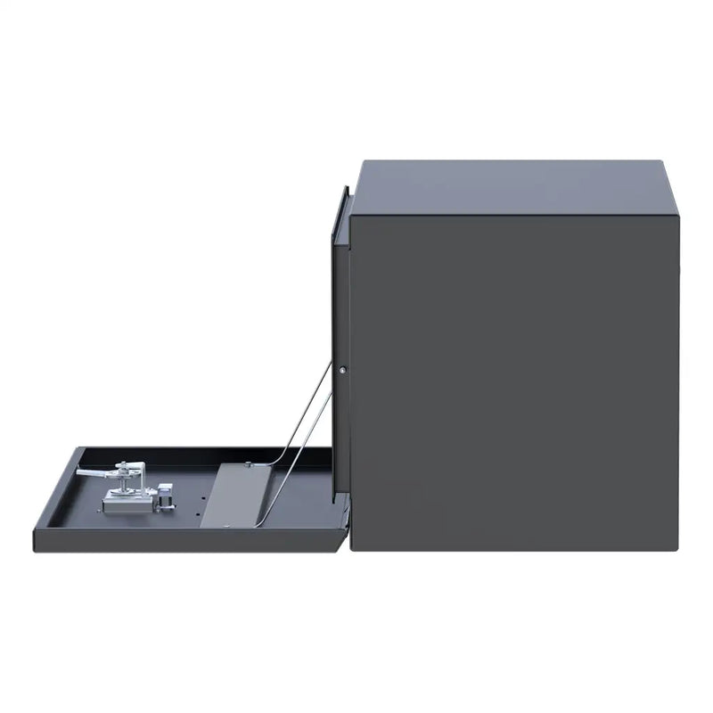 UWS 30" Steel Underbody Tool Box, Matte Black Single-Door, studio angle, fully open