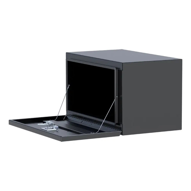UWS 30" Steel Underbody Tool Box, Matte Black Single-Door, studio angle, opened from the side