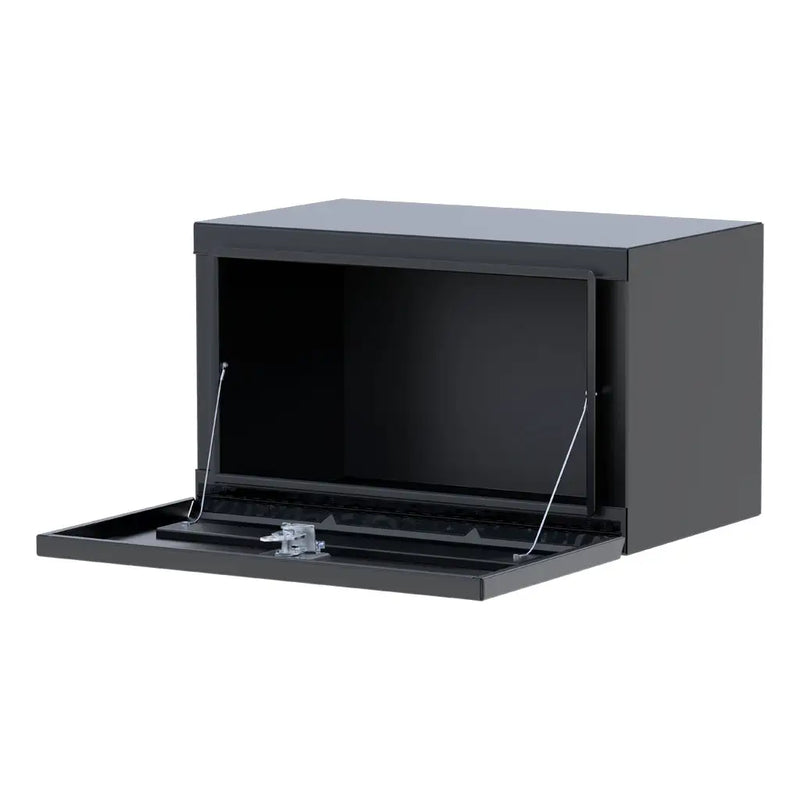 UWS 30" Steel Underbody Tool Box, Matte Black Single-Door, studio angle, opened