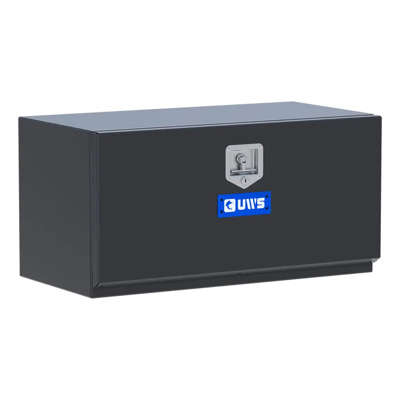 UWS 36" Steel Underbody Tool Box, Matte Black Single-Door, hero, front three-quarter studio view on white