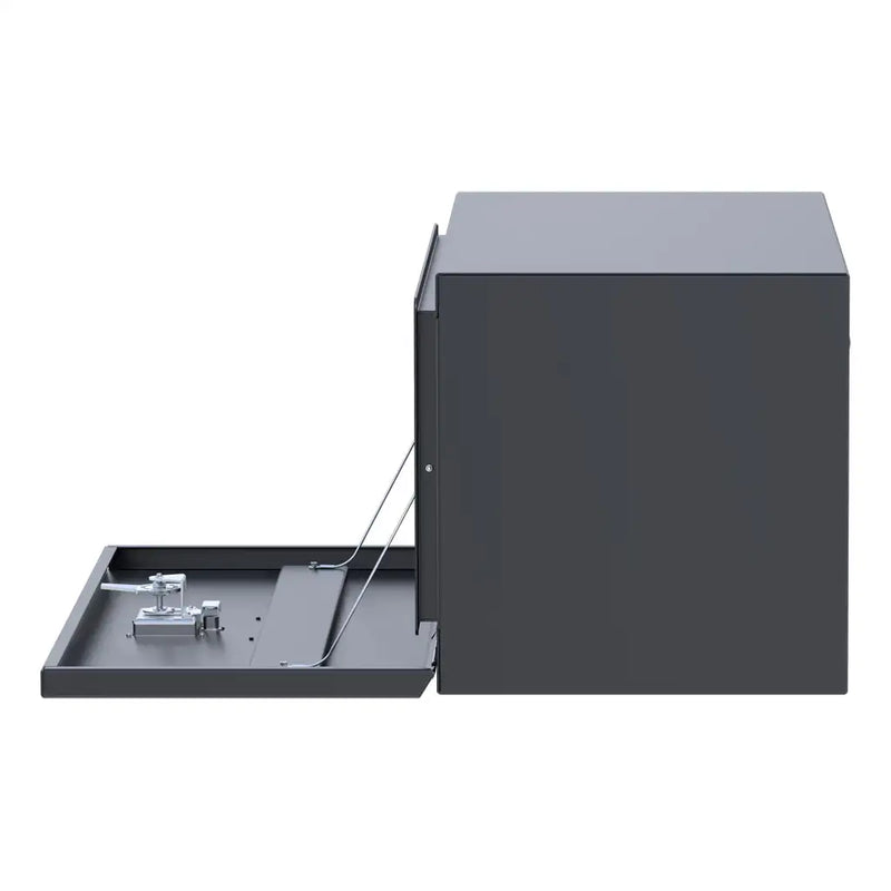 UWS 36" Steel Underbody Tool Box, Matte Black Single-Door, studio angle, fully open