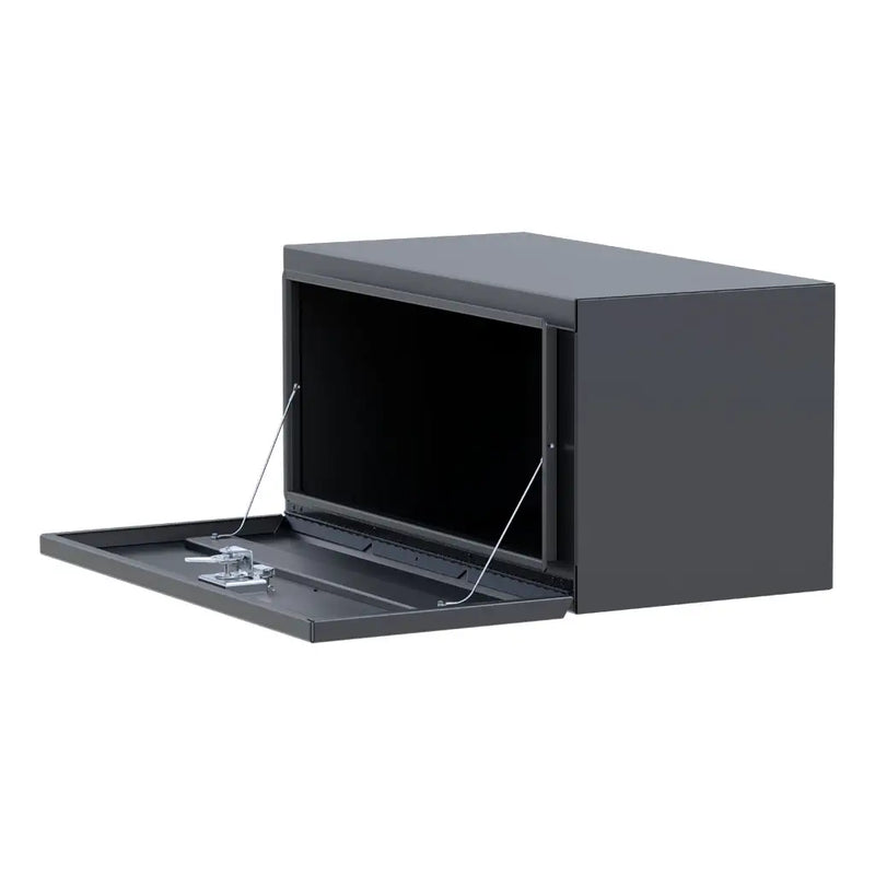 UWS 36" Steel Underbody Tool Box, Matte Black Single-Door, studio angle, opened from the side