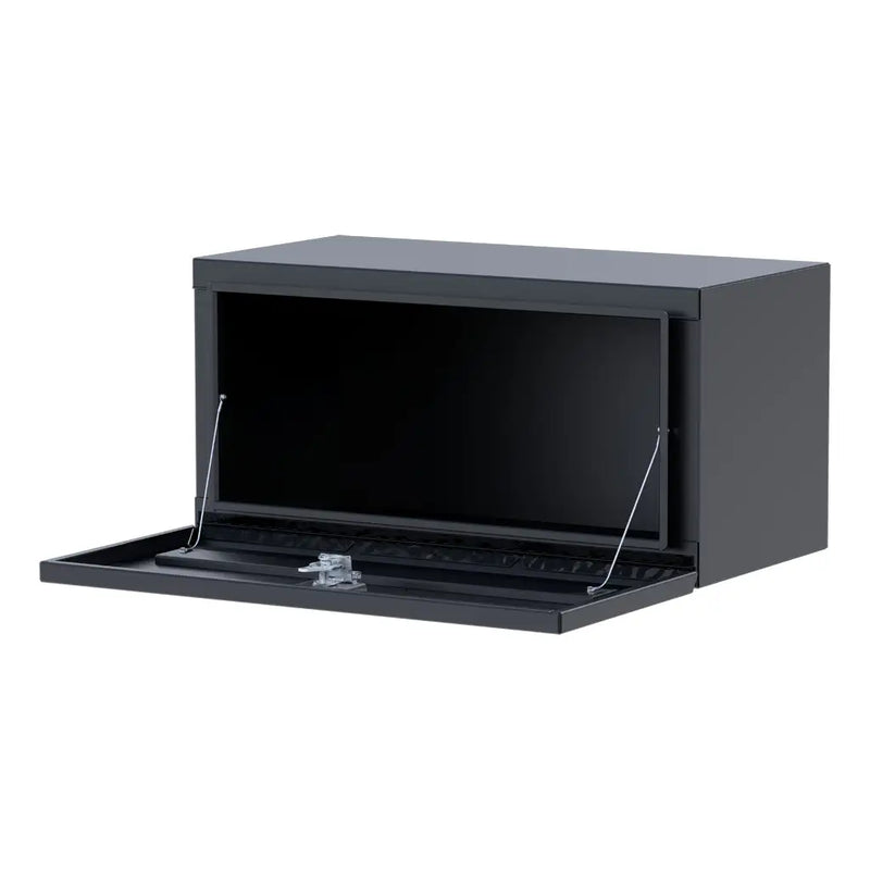 UWS 36" Steel Underbody Tool Box, Matte Black Single-Door, studio angle, opened