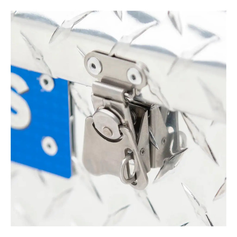 UWS Aluminum Tote Box, 21" x 12.25" x 7", close-up of the latch