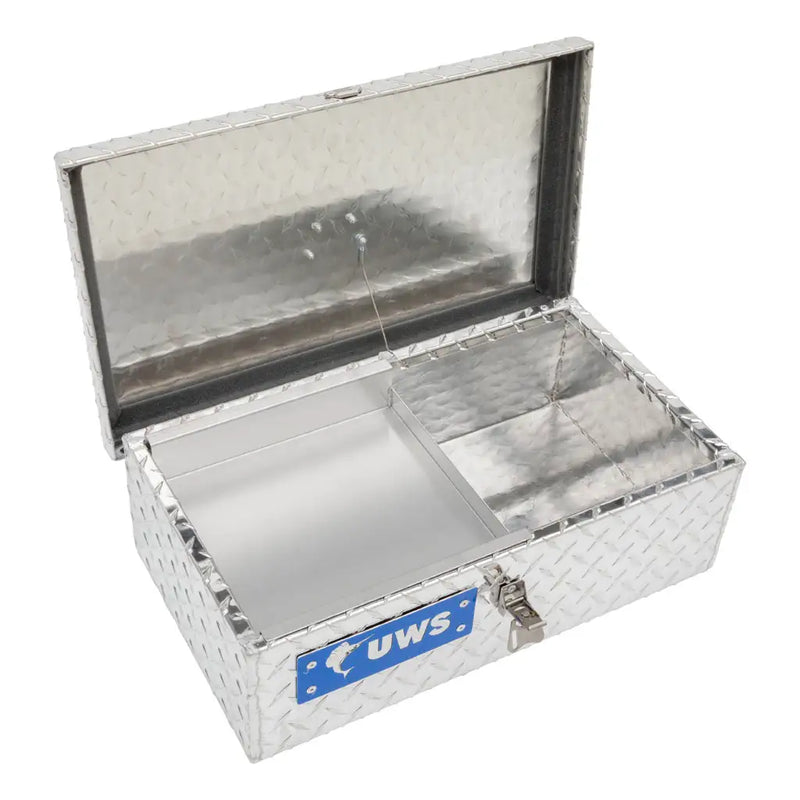 UWS Aluminum Tote Box, 21" x 12.25" x 7", interior, showing the tool tray
