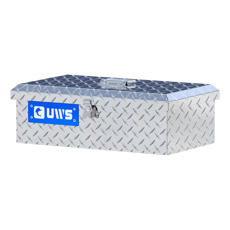 UWS Aluminum Tote Box, 21" x 12.25" x 7", studio angle, opened