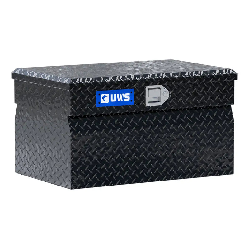 UWS 30" Utility Chest Box in gloss black, front three-quarter studio view with the lid closed
