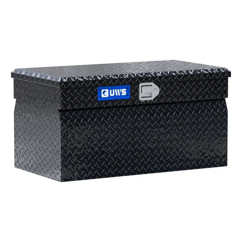 UWS 36" Utility Chest Box in gloss black, front three-quarter studio view with the lid closed
