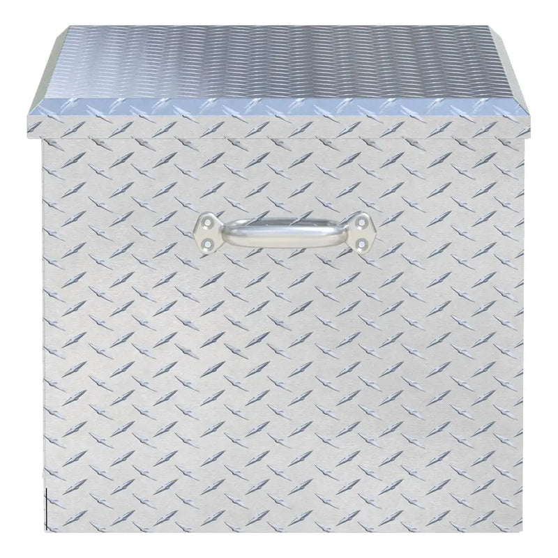 UWS 38" Utility Chest Box with Drawers end view showing the lid overhang and the depth of the tub