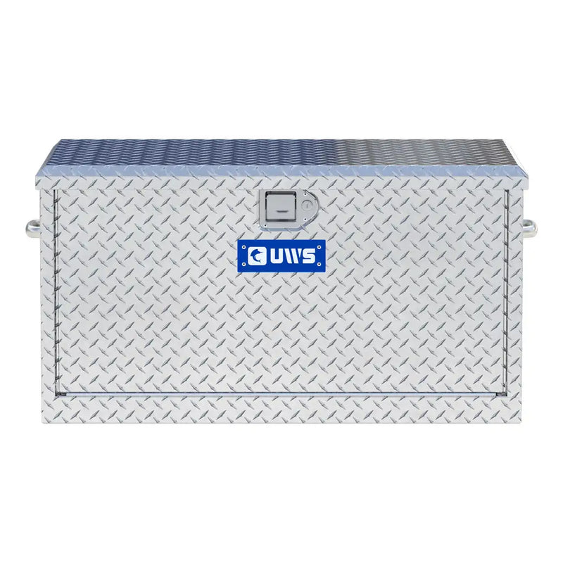 UWS 38" Utility Chest Box with Drawers straight-on front view showing the lid seam and the locking handle