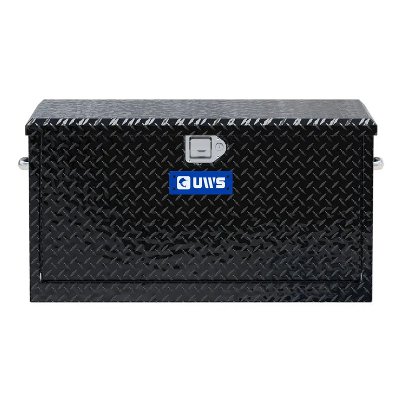 UWS 38" Utility Chest Box with Drawers straight-on front view showing the lid seam and the locking handle