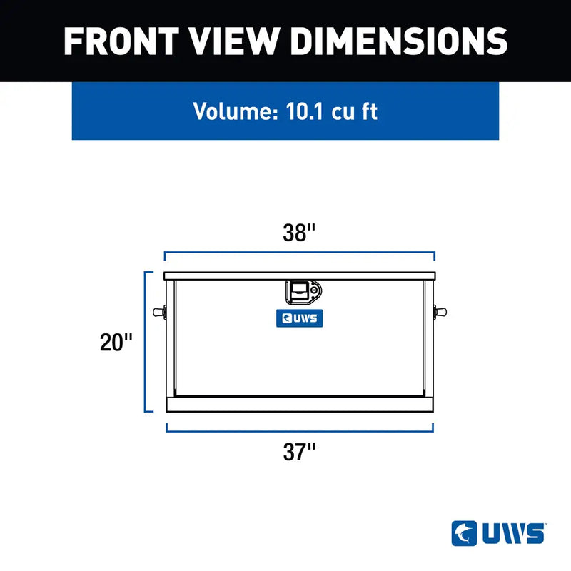 UWS front view dimension drawing for the TBC-38-DS-BLK