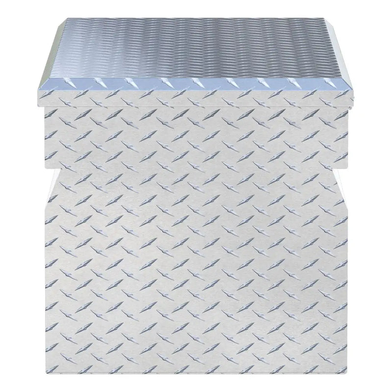 UWS 42" Wedge Utility Chest Box end view showing the lid overhang and the depth of the tub
