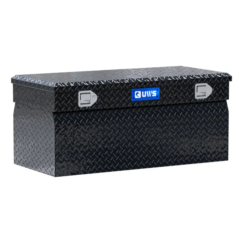 UWS 42" Wedge Utility Chest Box in gloss black, front three-quarter studio view with the lid closed