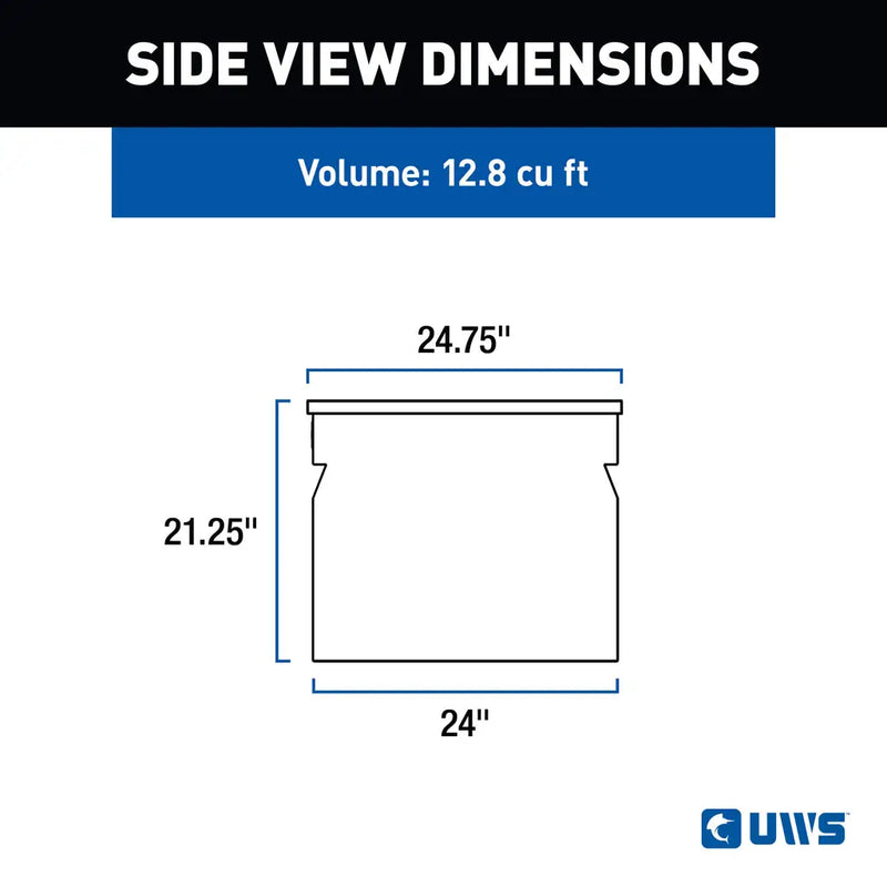 UWS side view dimension drawing for the TBC-48-BLK