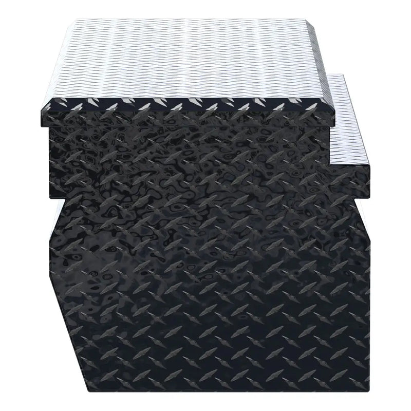 UWS 55" Wedge Utility Chest Box end view showing the lid overhang and the depth of the tub