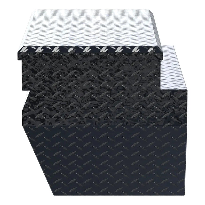UWS 55" Wedged Angled Utility Chest Box end view showing the lid overhang and the depth of the tub
