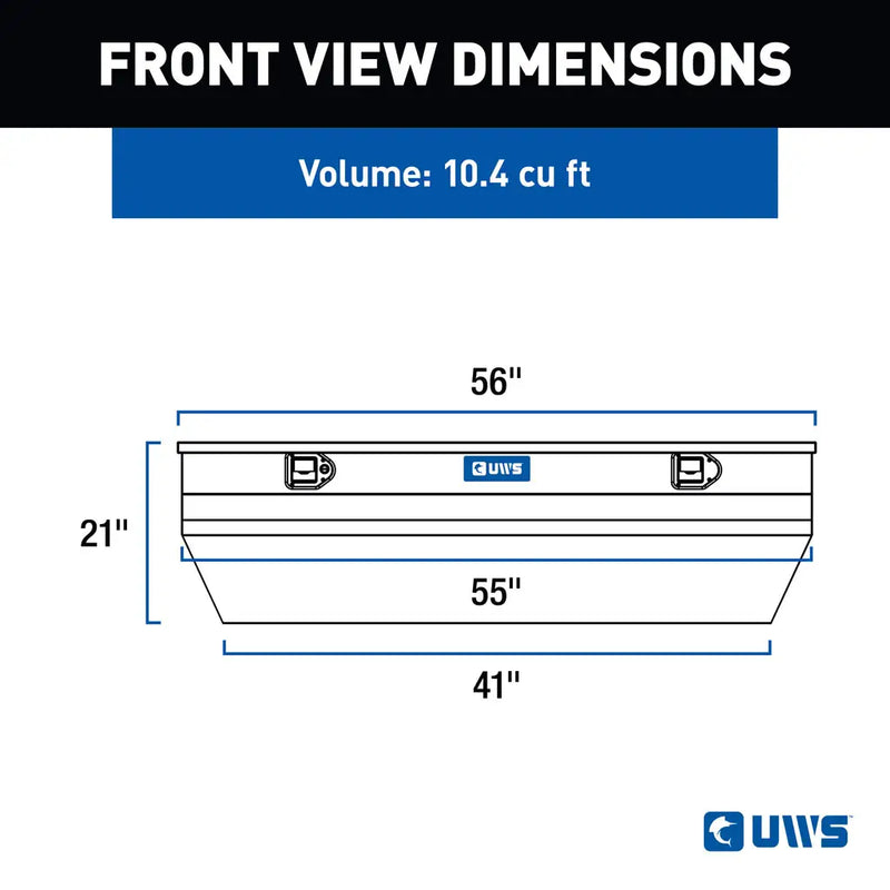 UWS front view dimension drawing for the TBC-55-WN-BLK