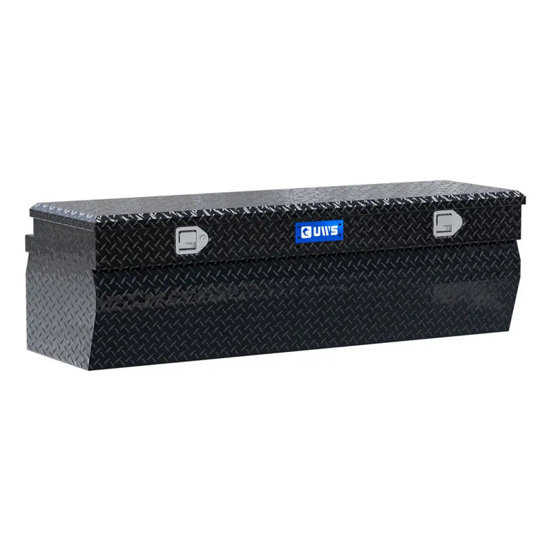 UWS 60" Wedge Utility Chest Box in gloss black, front three-quarter studio view with the lid closed