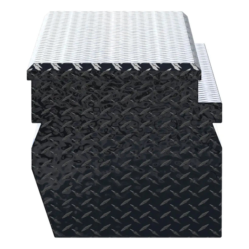 UWS 60" Wedge Utility Chest Box end view showing the lid overhang and the depth of the tub