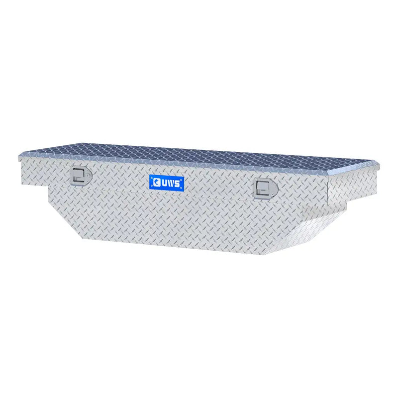 UWS TBS-60-A 60" bright aluminum crossover truck tool box, rear elevation