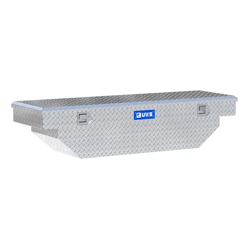 UWS TBS-63-A 63" bright aluminum crossover truck tool box, front three-quarter studio render